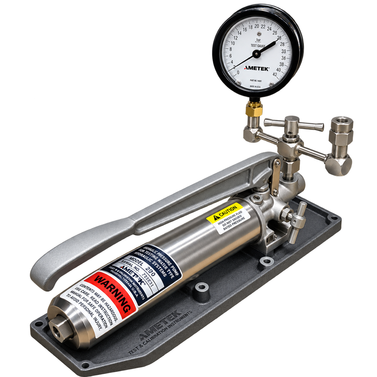 Bomba comparadora de presión hidráulica AMETEK — Generación y comparación de presión hidráulica para comprobación y calibración de instrumentos de presión